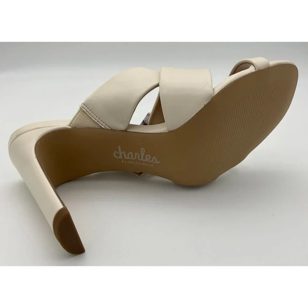 Charles David Gleam Slide Off White Heeled Sandal Colorful Buckle 9.5M NWT - Picture 8 of 11